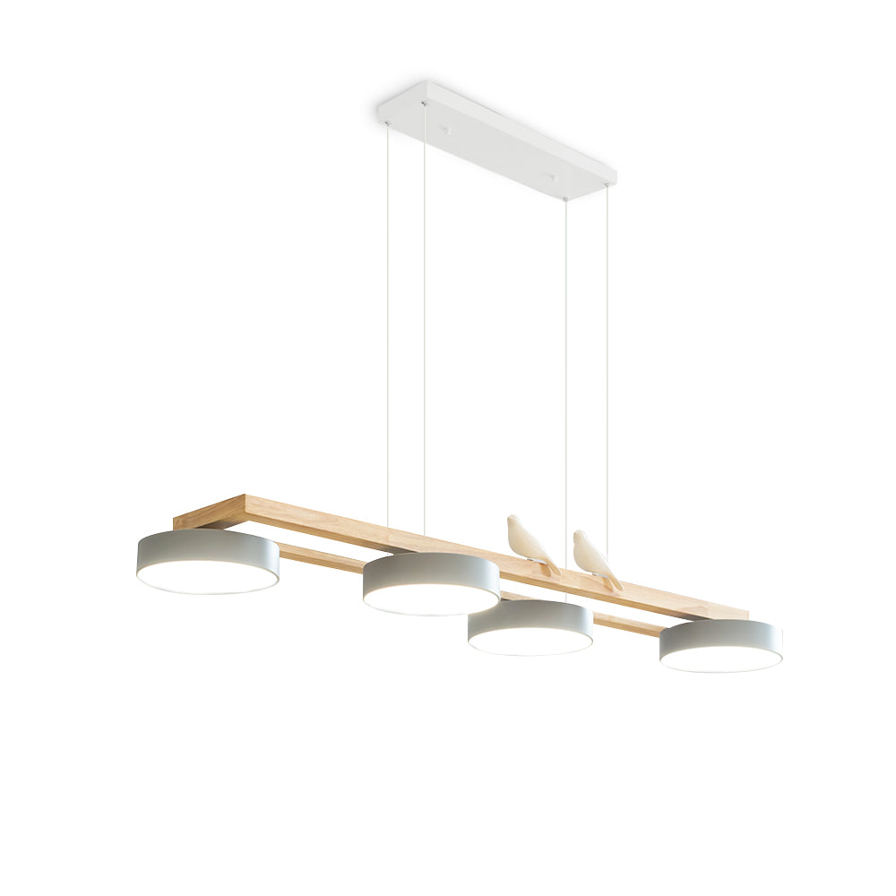 Elegant Bird Chandelier Wood Metal Acrylic Integrated LED Warm White Light