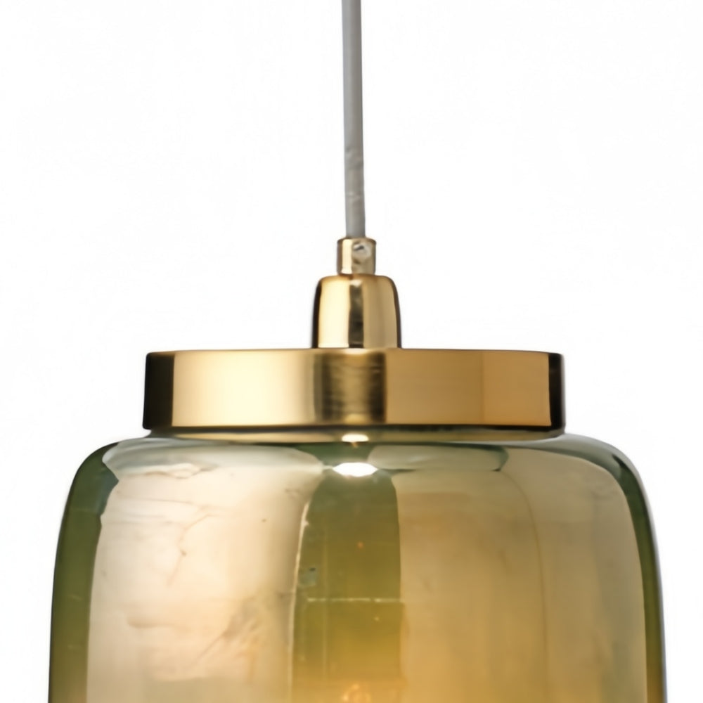 Helvo Green and Gold Hanging Pendant - Stylish Glass Lamp for Interiors