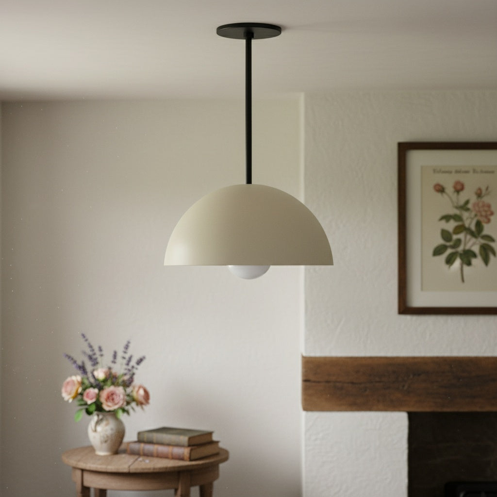 Metio Dome Neutral Dome Pendant - Modern Metal Accent Lighting