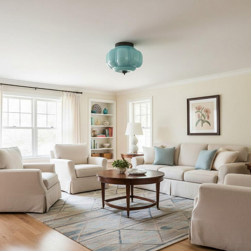 Eloise Milk Glass Ceiling Light - Retro Brass Ceiling Lamp for Hallway