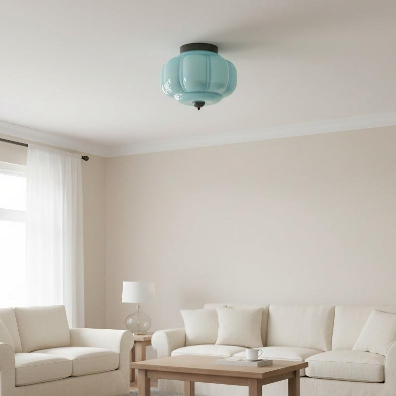 Eloise Milk Glass Ceiling Light - Retro Brass Ceiling Lamp for Hallway