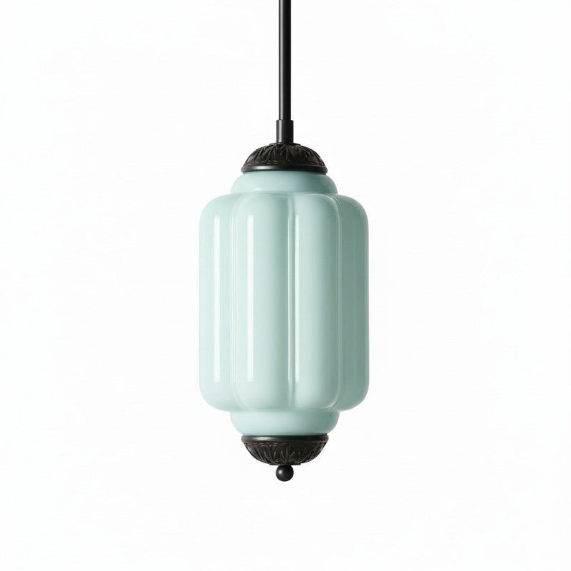 Suspension Eloise en verre laiteux – Lampe vintage fine pour salon