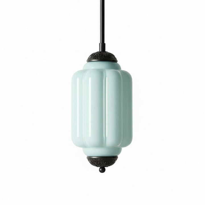 Eloise Milk Glass Pendant Light - Slim Vintage Lamp for Living Room