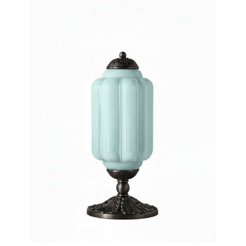Lampe de table vintage Eloise en verre laiteux – Lampe de bureau LED en métal pour chambre
