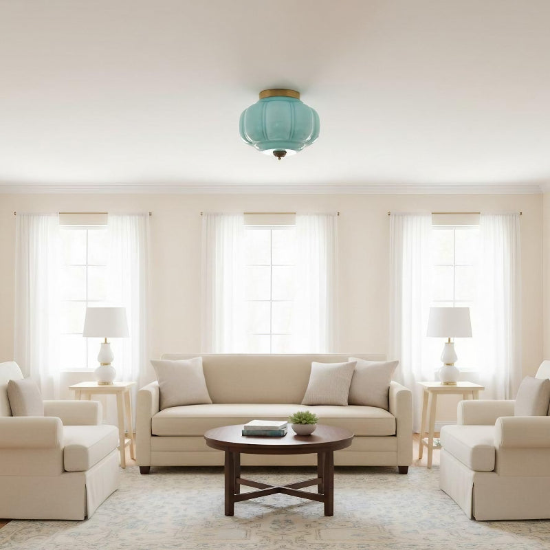 Eloise Milk Glass Ceiling Light - Retro Brass Ceiling Lamp for Hallway