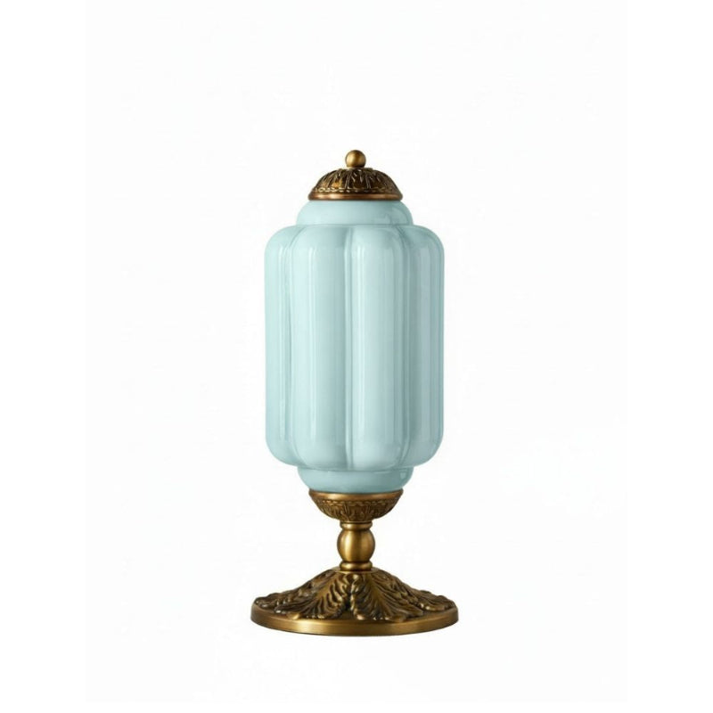 Lampe de table vintage Eloise en verre laiteux – Lampe de bureau LED en métal pour chambre