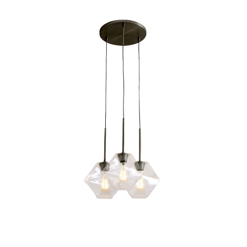Talvior Sculptural Lighting - 3-Light Faceted Chandelier in Versatile Finishes | Explore Collection