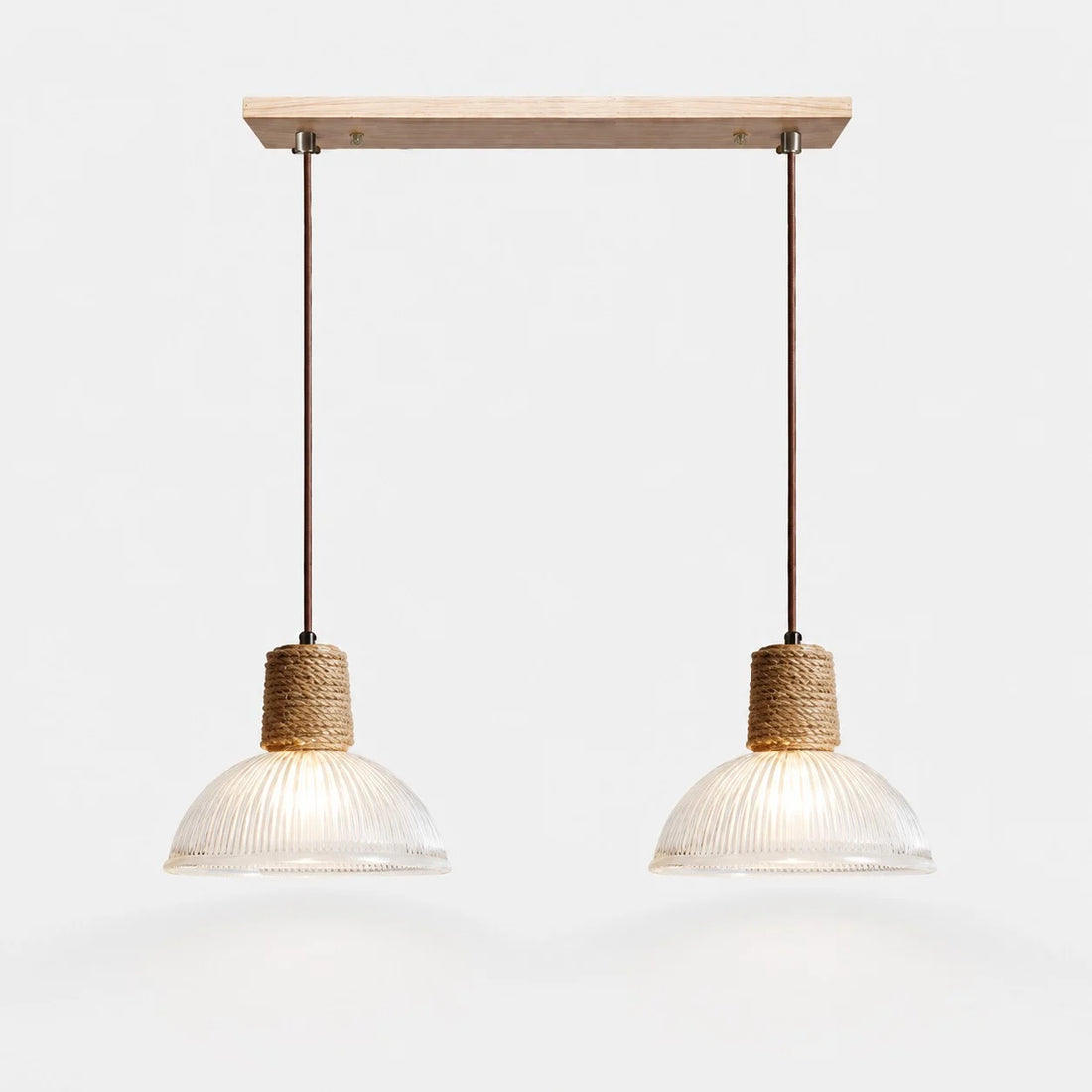 Rustic Woven Rope Glass Pendant Light Collection