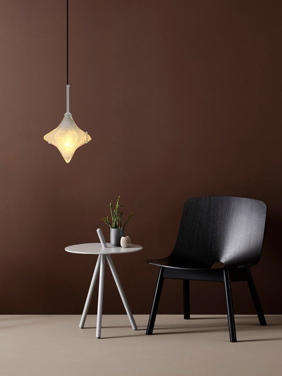Art Deco Astris Elara Star Pendant Light-Frosted Glass Pendant with Geometric Style