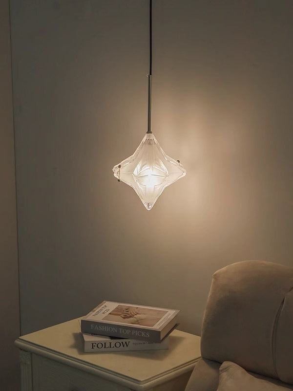 Art Deco Astris Elara Star Pendant Light-Frosted Glass Pendant with Geometric Style