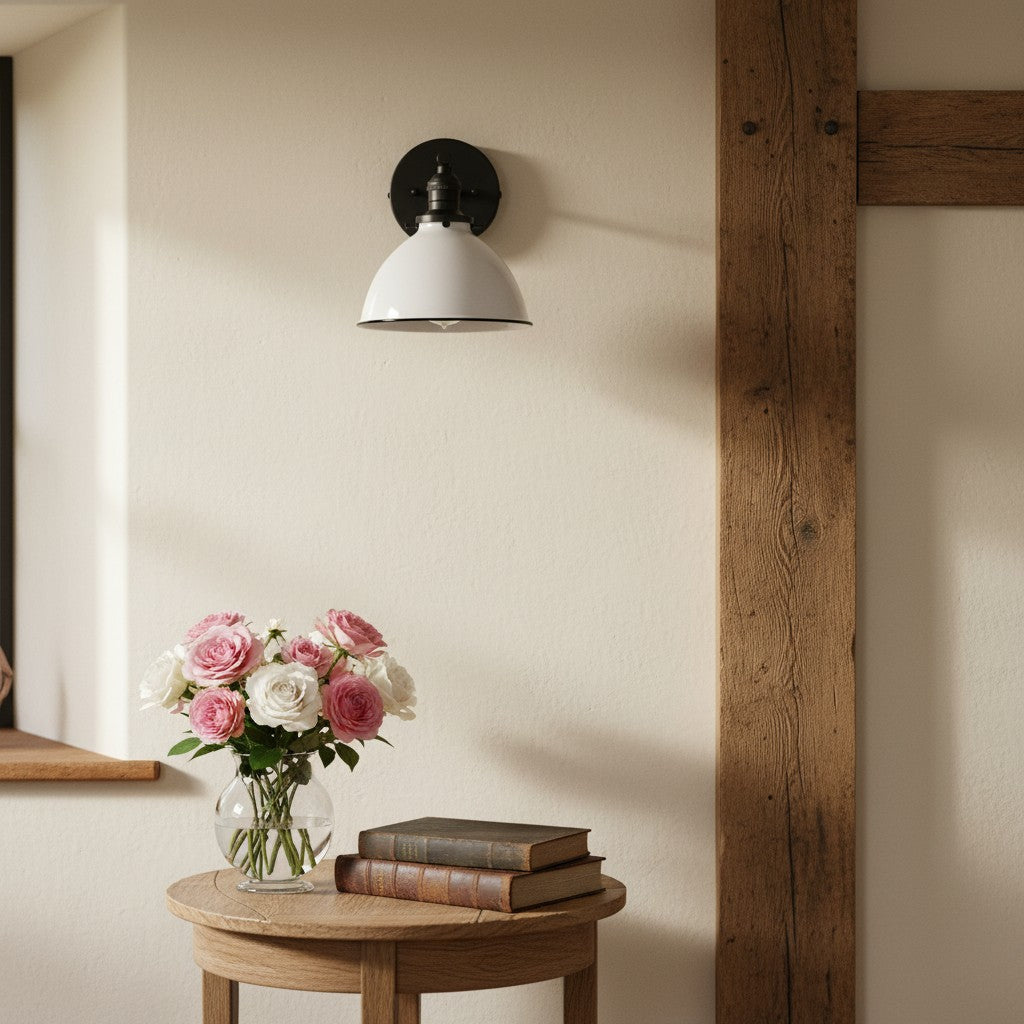 Conique Metal  Wall Sconce - White Metal Shade - Industrial Modern Lighting