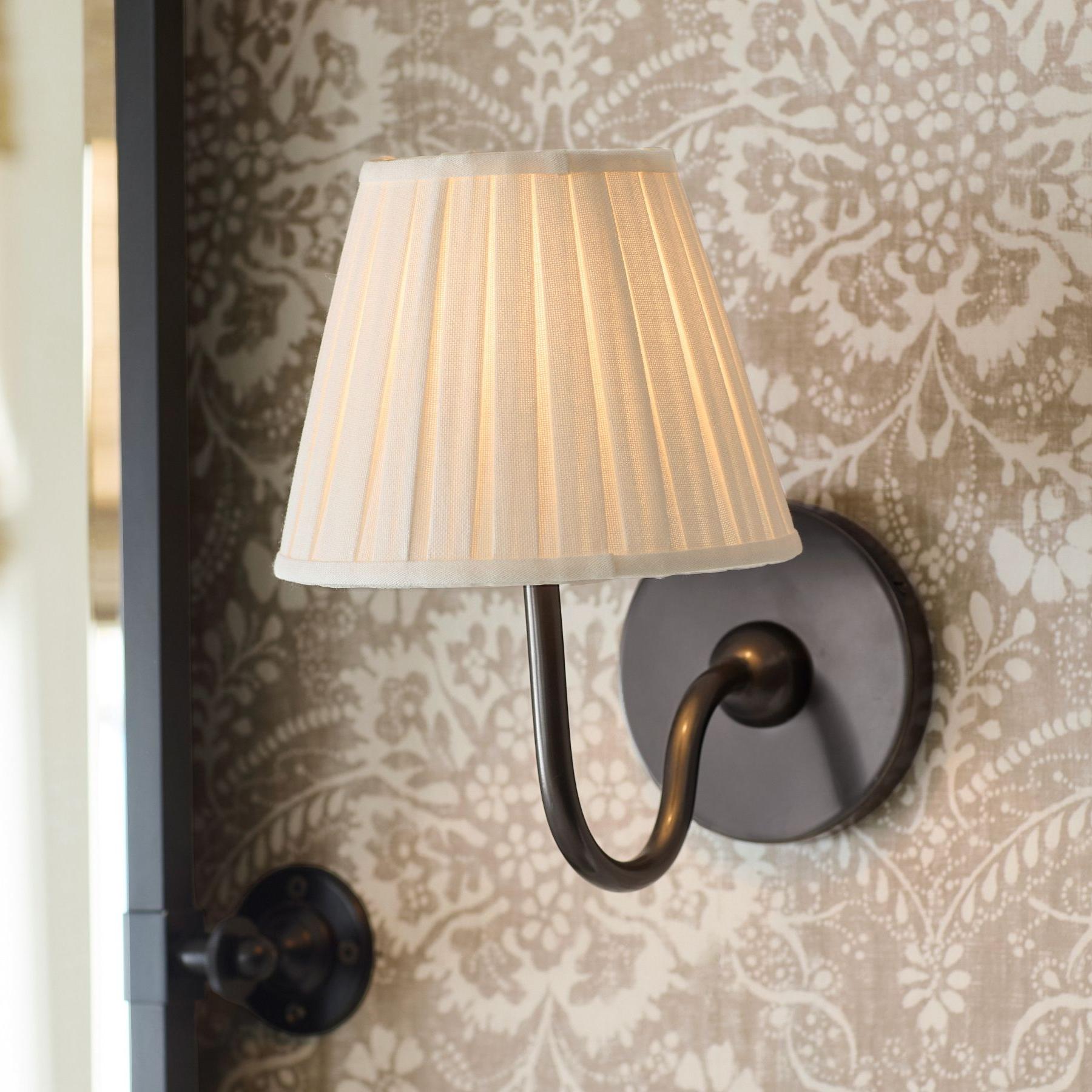 Luvora Pleated Linen Wall Lamp – Vintage Brass Wall Light for Living Rooms