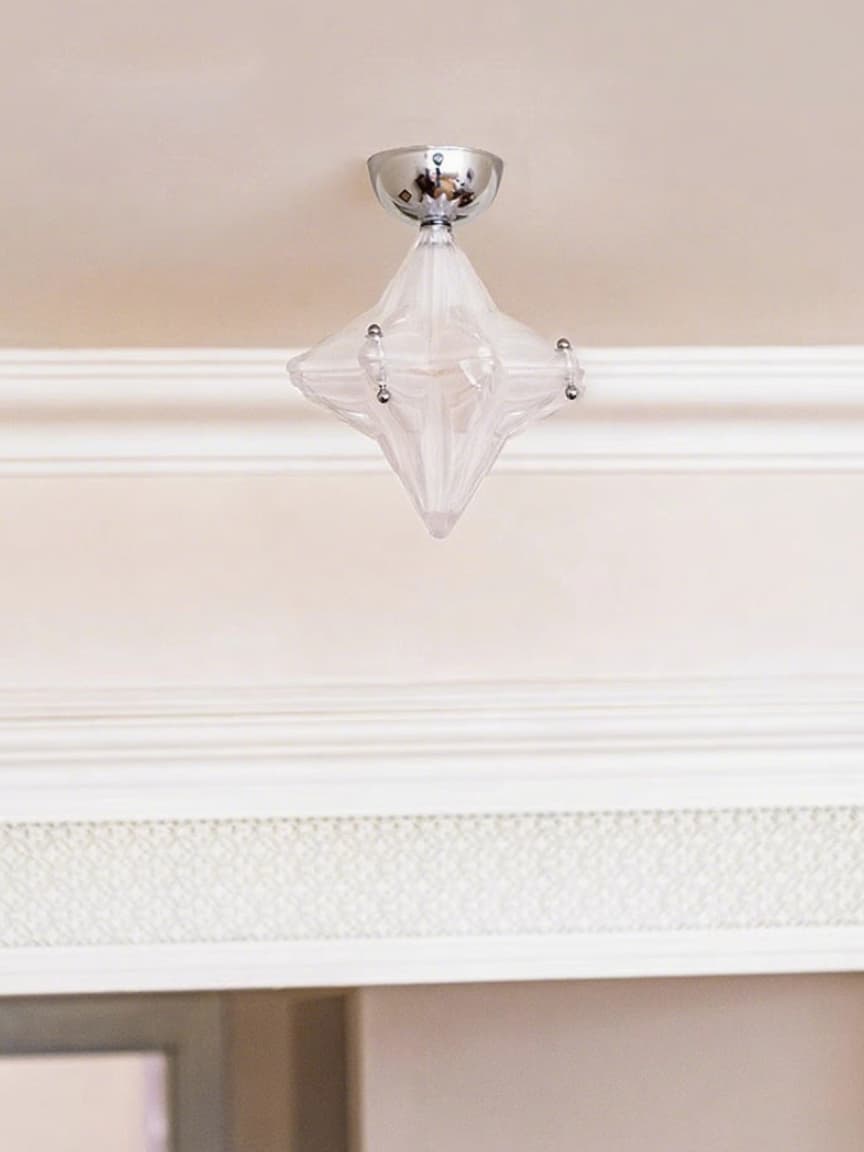 Art Deco Star Ceiling Lamp -Frosted Glass Fixture for Hallway & Entryway -Astris Ceres