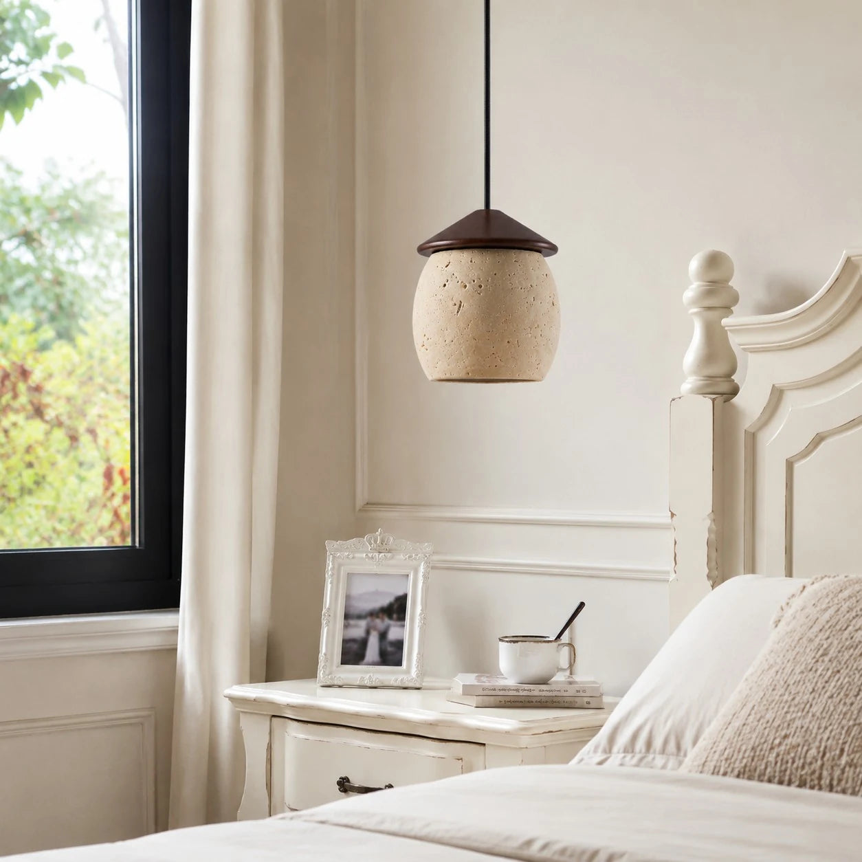 Single pendant bedside installation scene