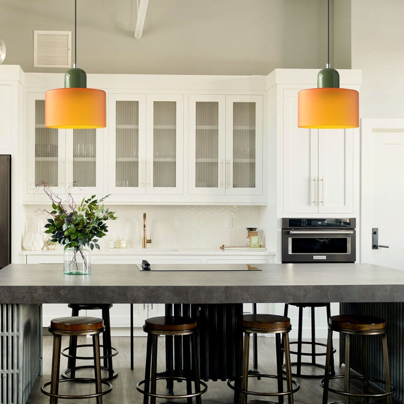 Morandi Cylinder Glass Pendant Light – Minimalist Disc Glass Lamp