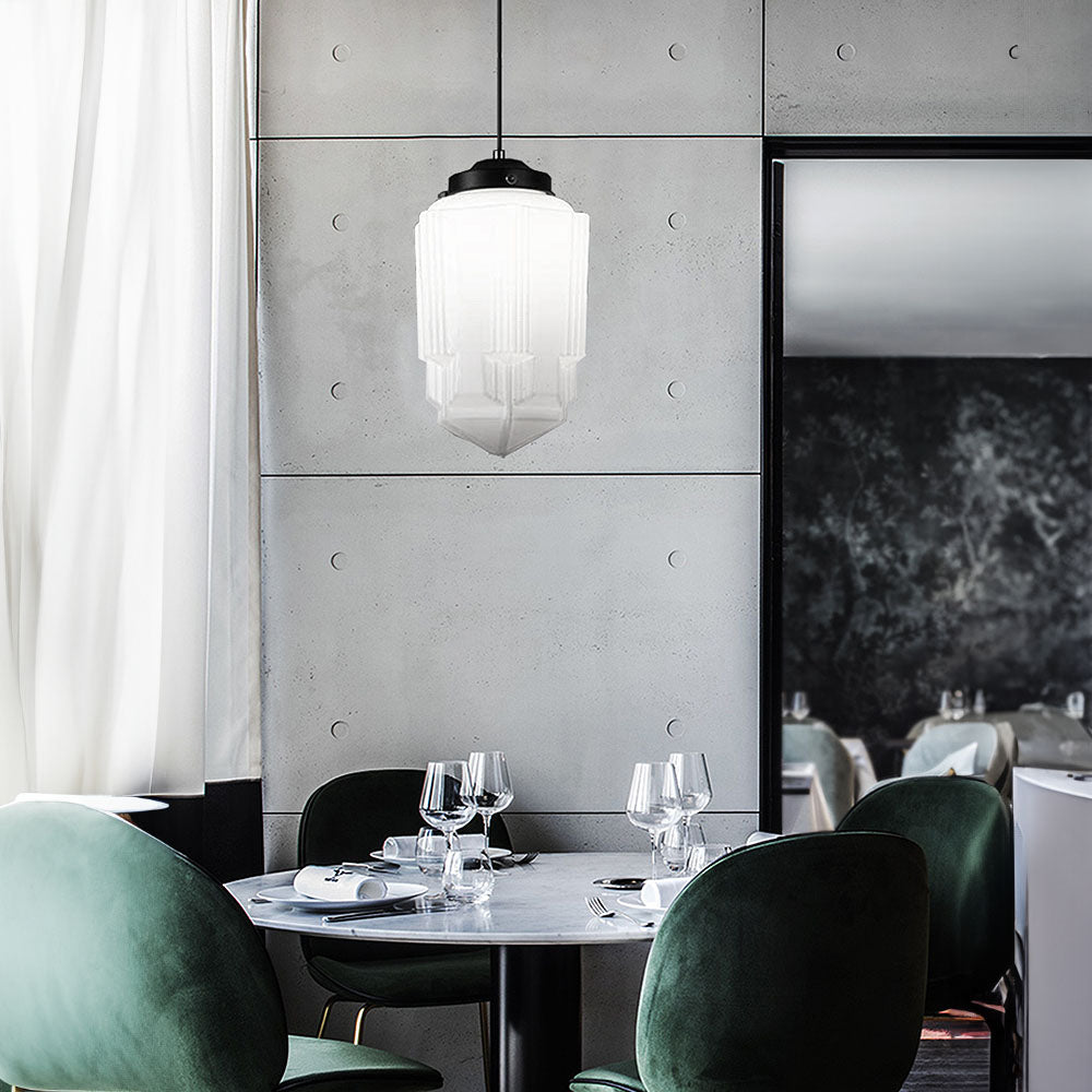 White Milk Glass Pendant Light - Vintage Elegance