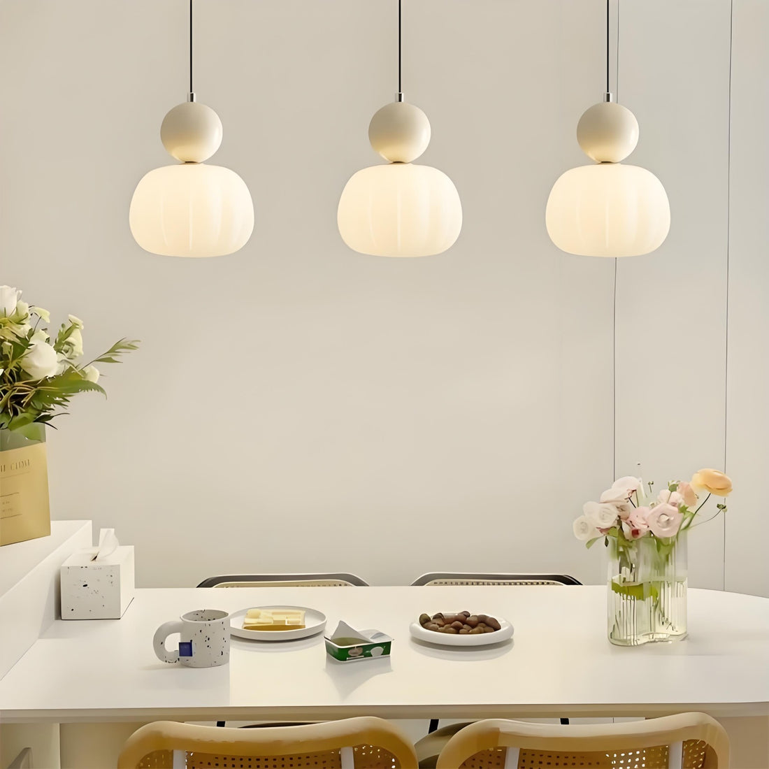 Suspension en forme de bonbon – Suspension Art déco moderne couleur crème