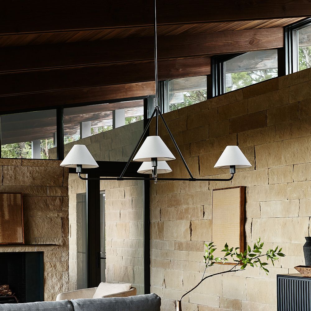 Diora Linen Adjustable Chandelier - Metal Modern Fixture for Living Room