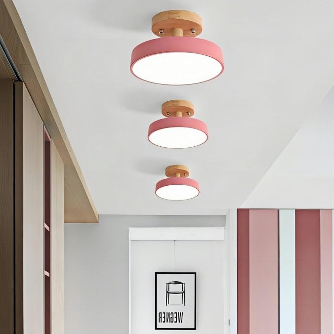 Macaroon Round Ceiling Lamp – Scandinavian Style Wooden Ceiling Light