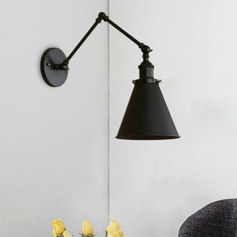 Adjustable Industrial Metal Wall Sconce with Long Articulated Arm