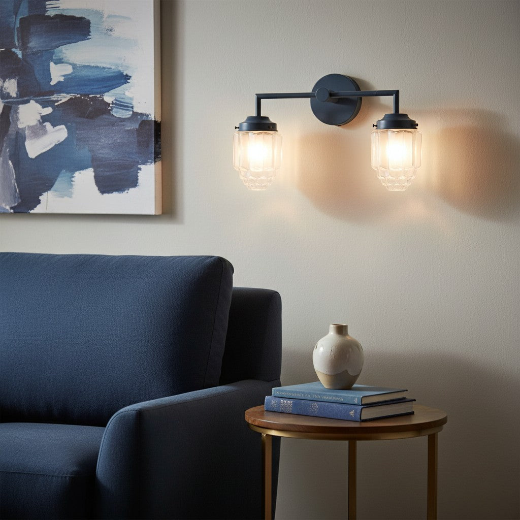 Tierlux Glass Art Deco Vanity Light - Colorful Skyscraper Globe Wall Fixture