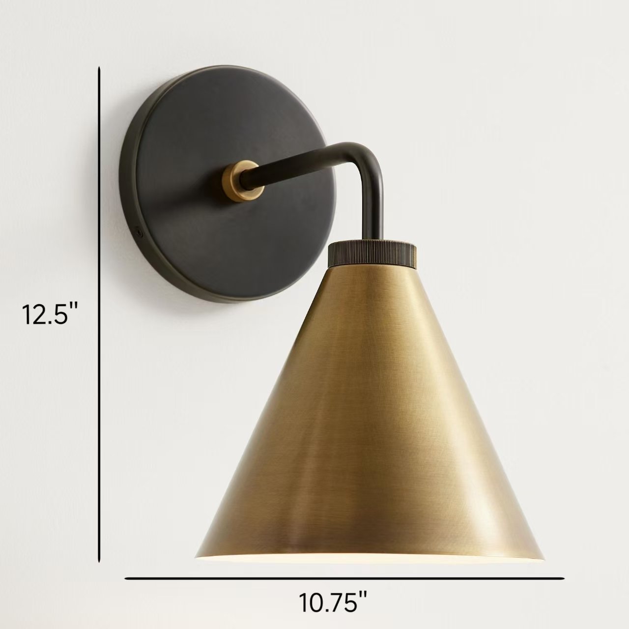 Retro Inspired Metal Cone Wall Light in Matte Black