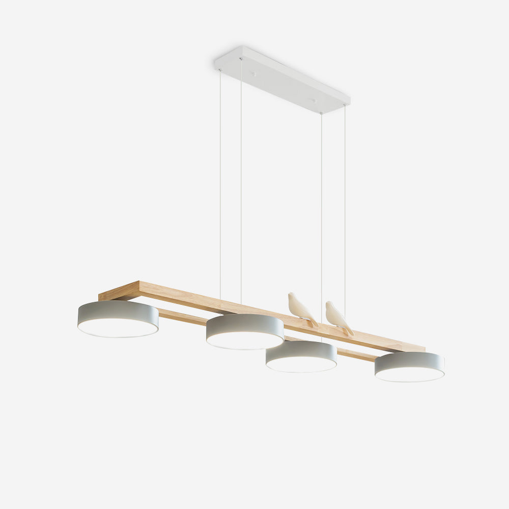 Elegant Bird Chandelier Wood Metal Acrylic Integrated LED Warm White Light