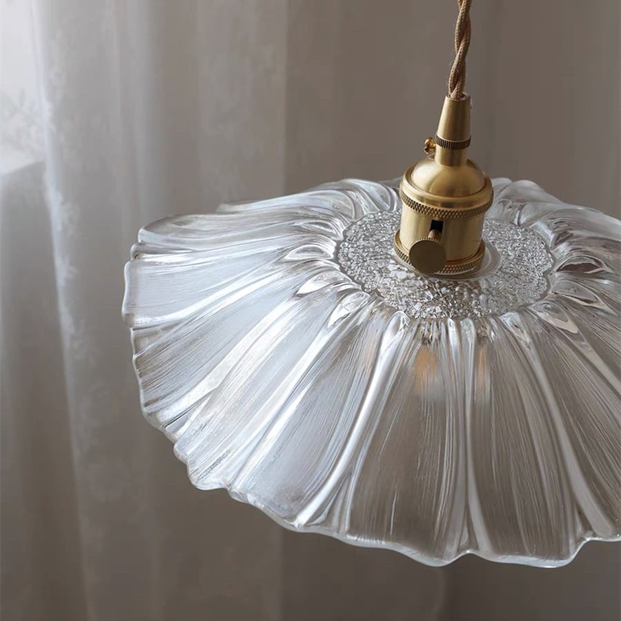 Retro Lotus Glass Pendant Light For bedroom
