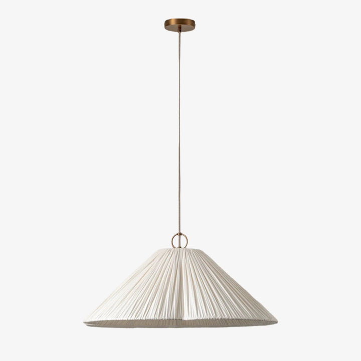 Lindi - Aged Brass and Linen Oversized Scalloped Pendant Light