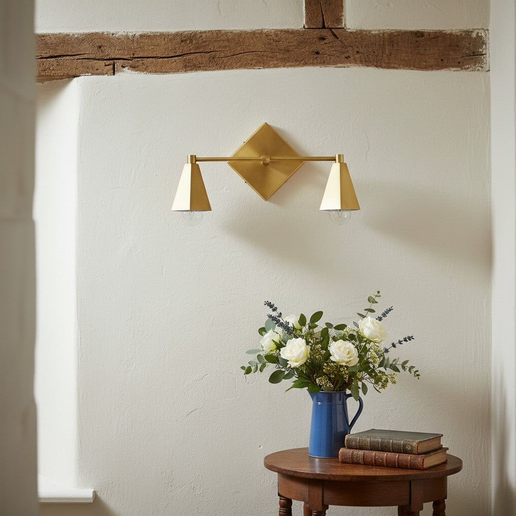 Ornato Luxe Geometric Vanity Light - Solid Brass Art Deco Bathroom Lighting