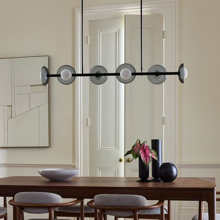 Elorina 6-Light Linear Chandelier - Modern Metal Light Fixture - Dining Room Lighting