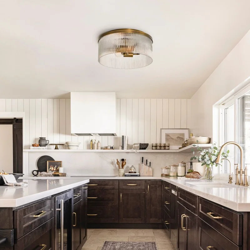 Vintage Semi-Flush Mount Clear Glass Ceiling Light