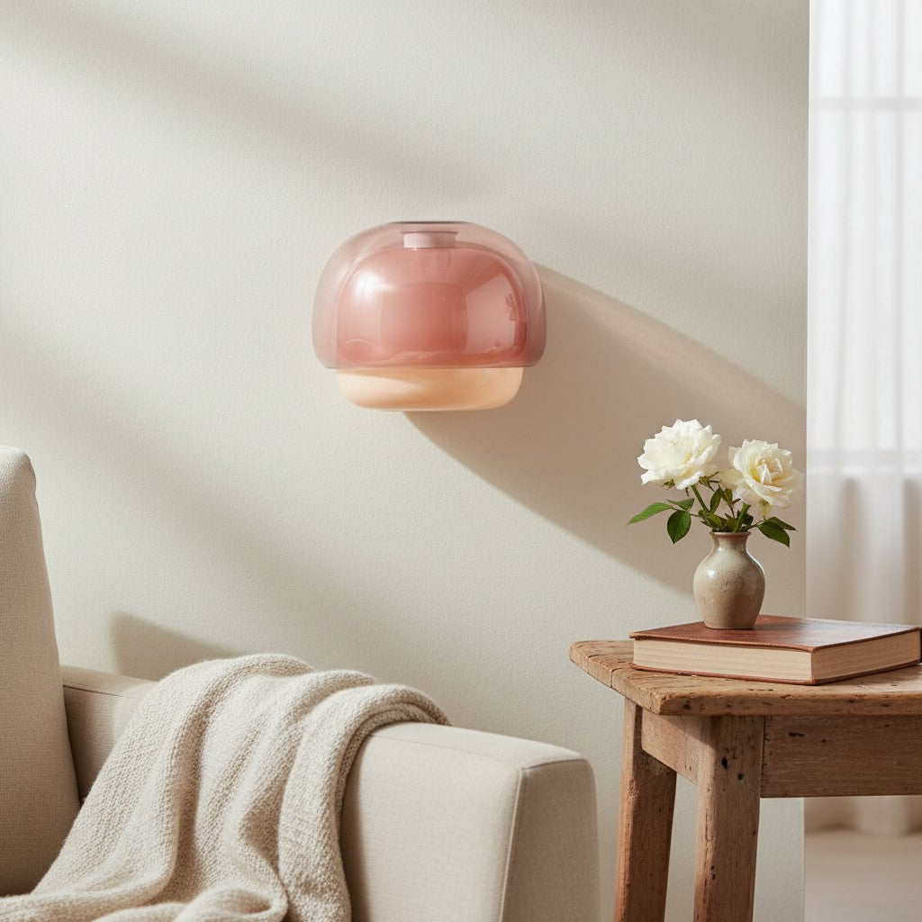 Clinco Colored Modern Vintage Glass Wall Lamp - Soft Mushroom Glow