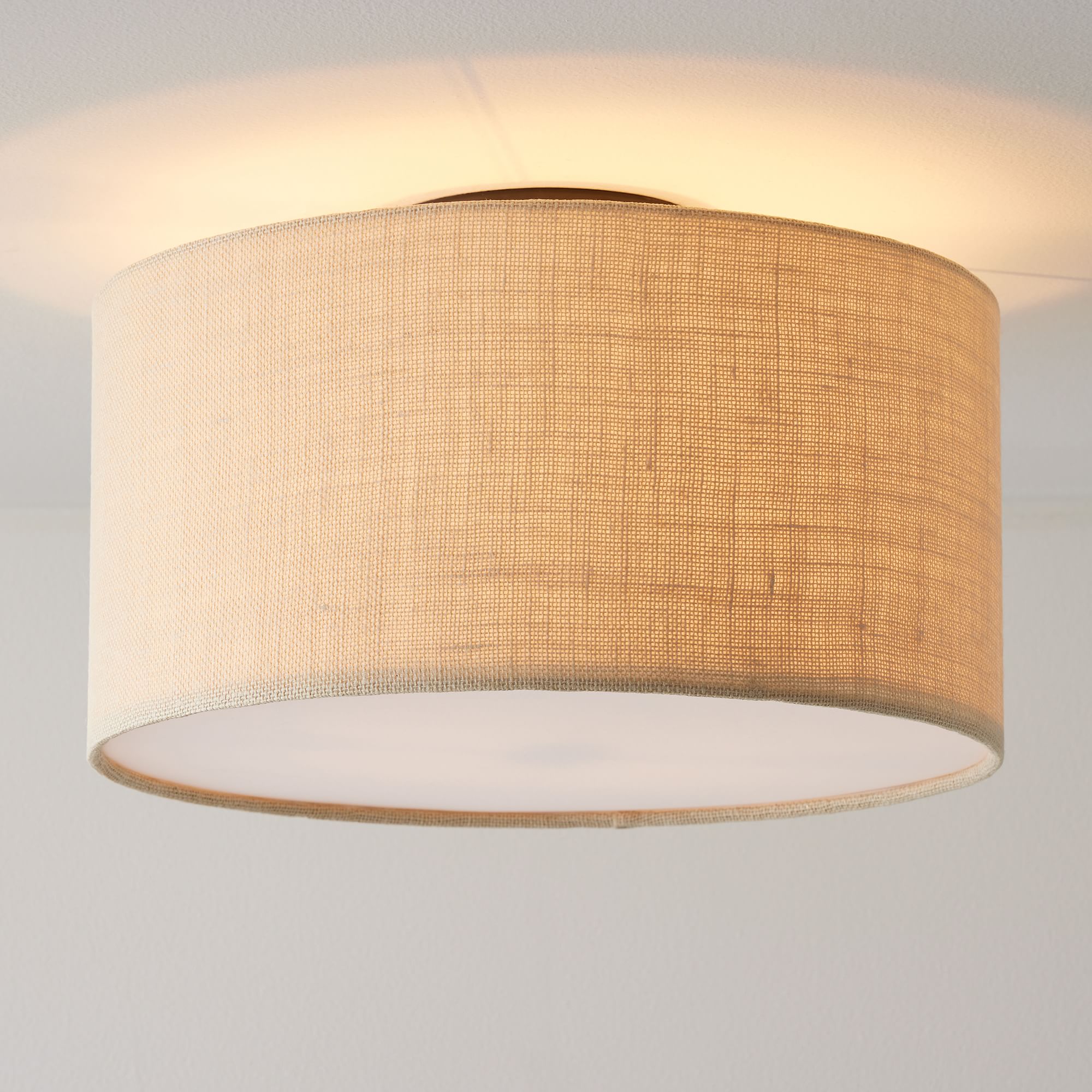 Jelvane Fabric Drum Ceiling Lamp - Linen Flush Mount Light for Hallway