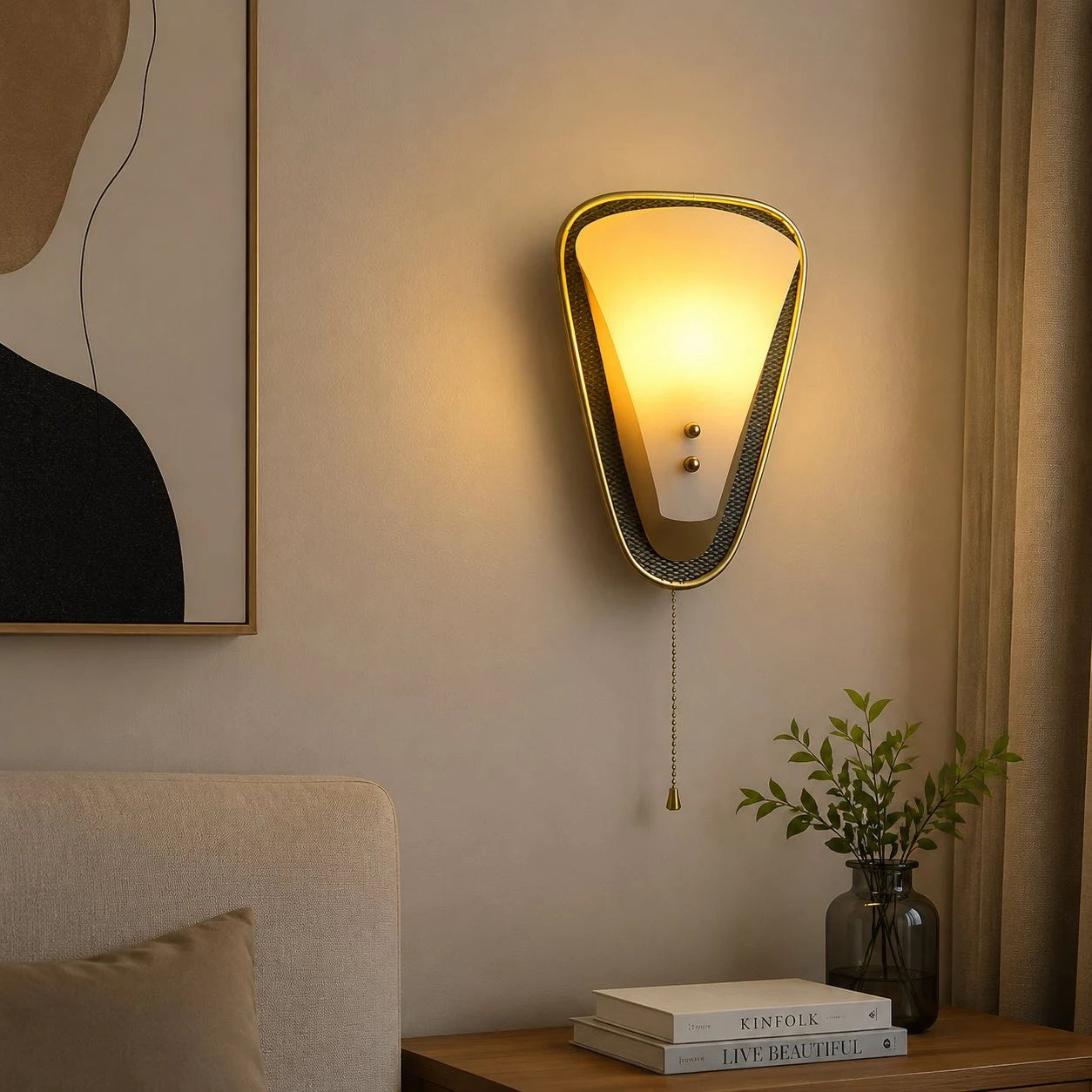 Vintage French pull-chain wall sconce