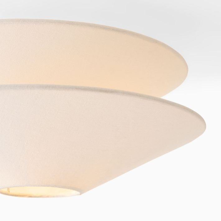 Solivara White Linen Ceiling Light - Modern Flushmount for Bedroom