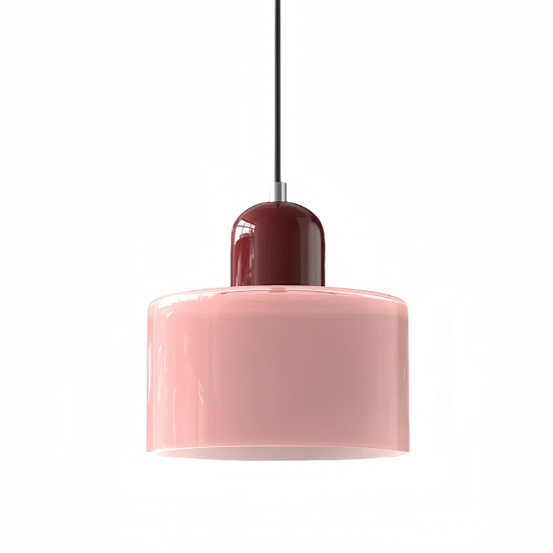 Morandi Cylinder Glass Pendant Light – Minimalist Disc Glass Lamp
