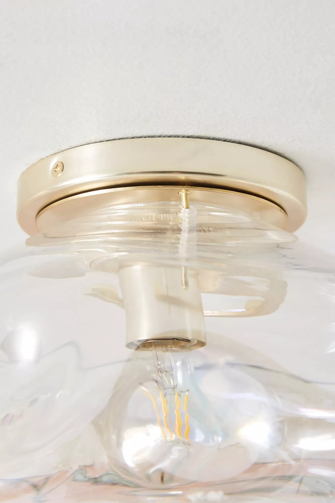 Lightail Flush Mount Ceiling Light - Iridescent Glass with Brass Base
