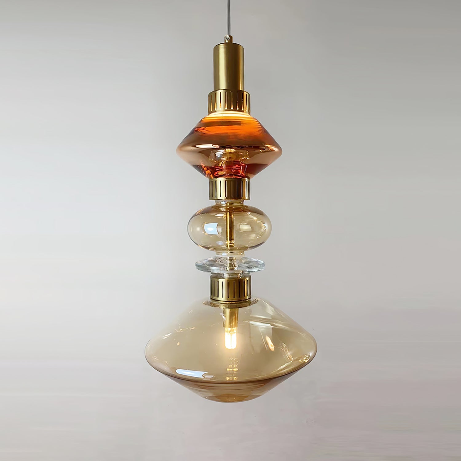 Sleek Hanging Light - Iron Metal Glass Gold Clear Hardwired Atmosphere
