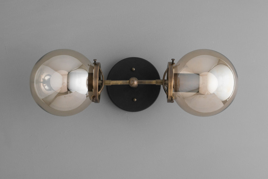 Lumio Globe Double Globe Vanity Wall Light - Rustic Farmhouse Bathroom Wall Fixture