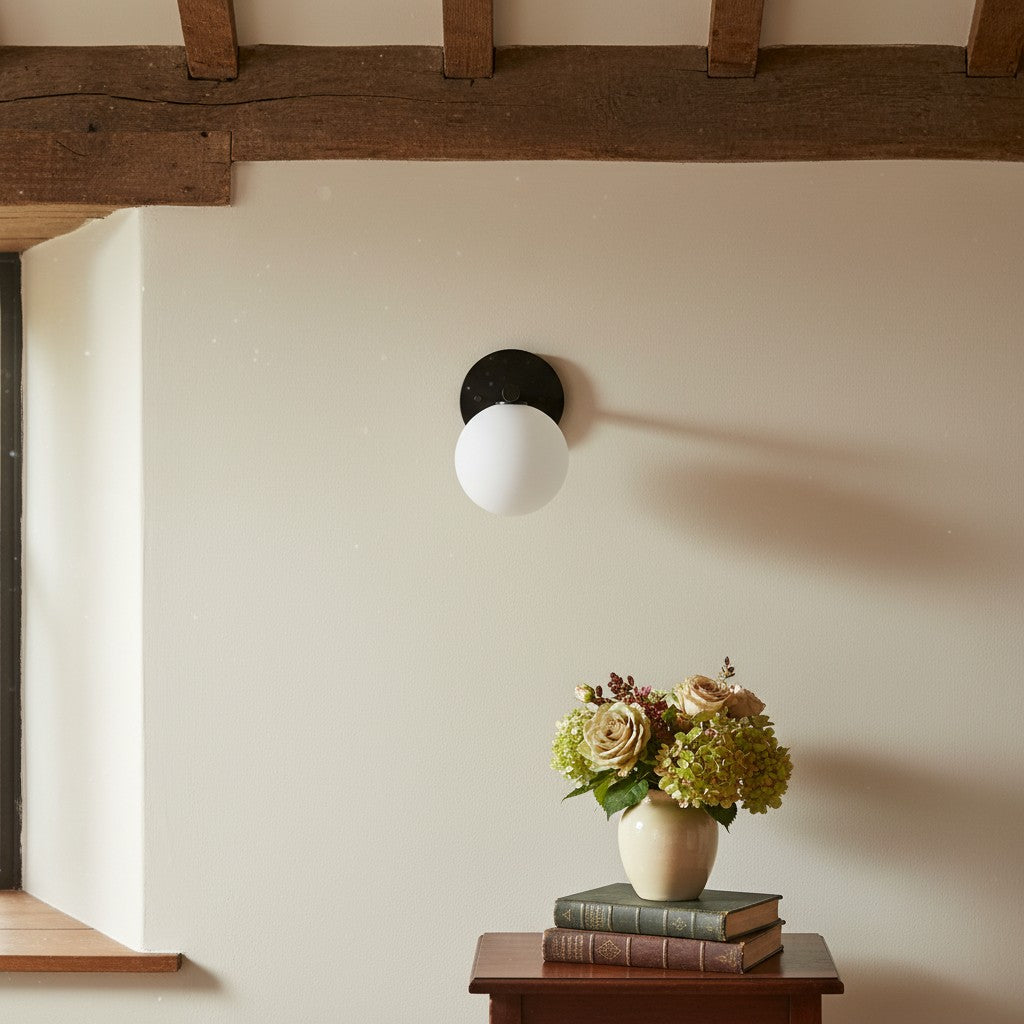 Glorica Glass Wall Sconce - Frosted Globe Light