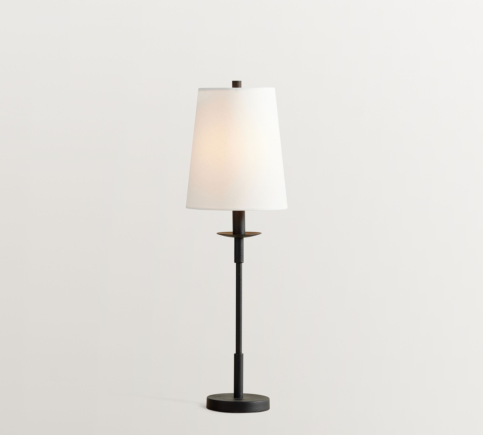 Lampe de table moderne en fer Rowan - Lampe de chevet de style industriel et rustique en lin