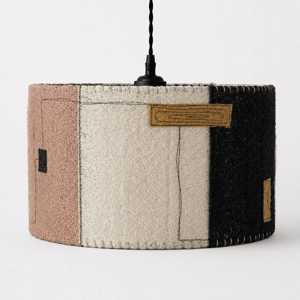 Natural Loofah Woven Pendant Lamp Wabi Sabi Patchwork Hanging Light