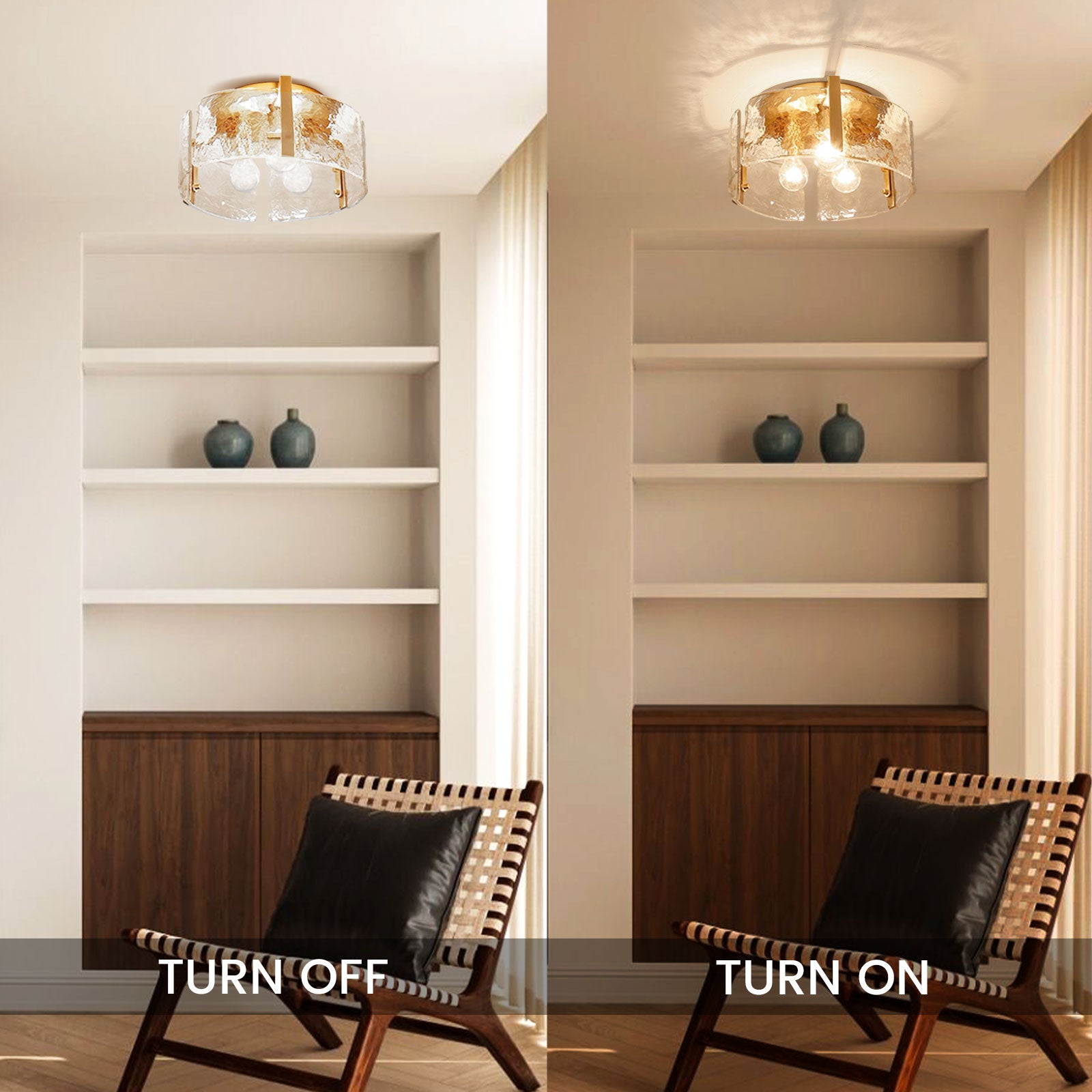 Vintage Farmhouse Glass Ceiling Light - Brass Hallway Ceiling Light