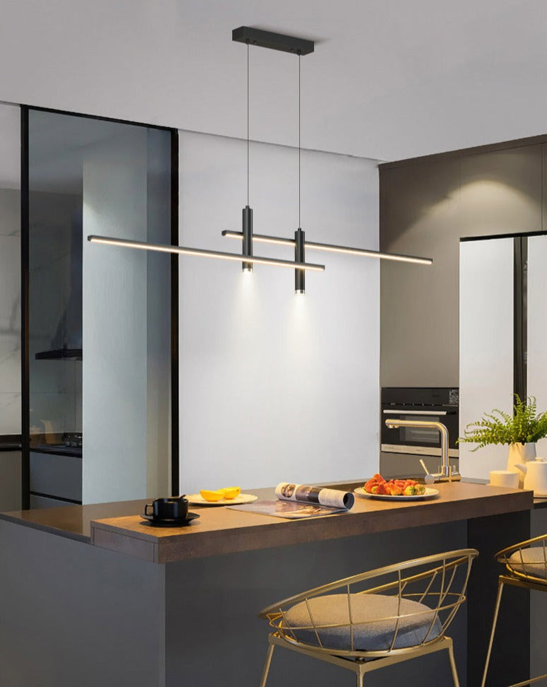 Dimmable LED Linear Pendant Light – Black Pendant Light for Dining Room