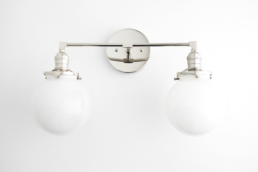 Lumio Globe Glass Globe Vanity Light - Modern Two Light Bathroom Sconce