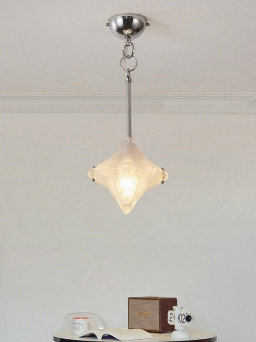 Art Deco Astris Elara Star Pendant Light-Frosted Glass Pendant with Geometric Style