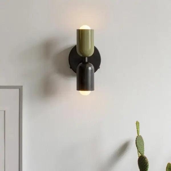 Applique murale à double tête de style morandique – Métal elliptique, multicolore