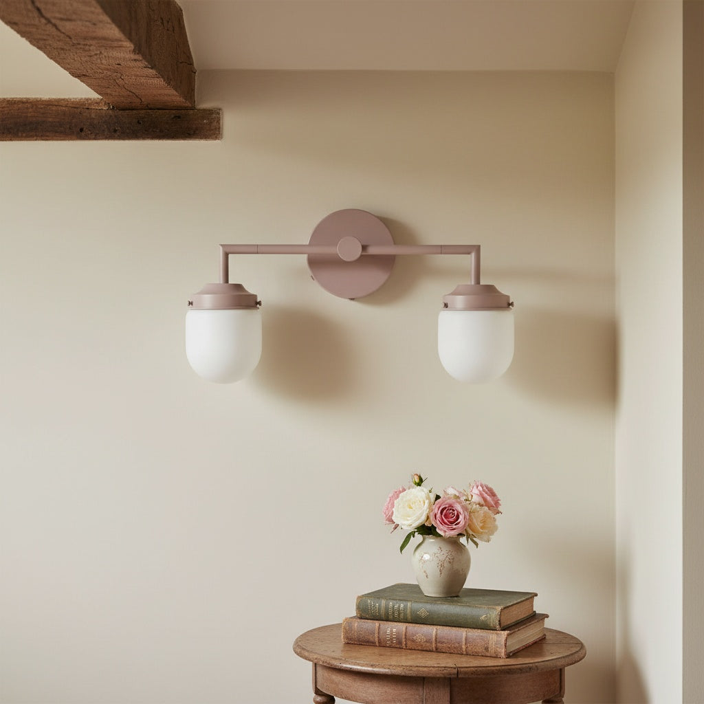 Opalume Glass Double Vanity Light - Vintage Style Bathroom Double Wall Lighting