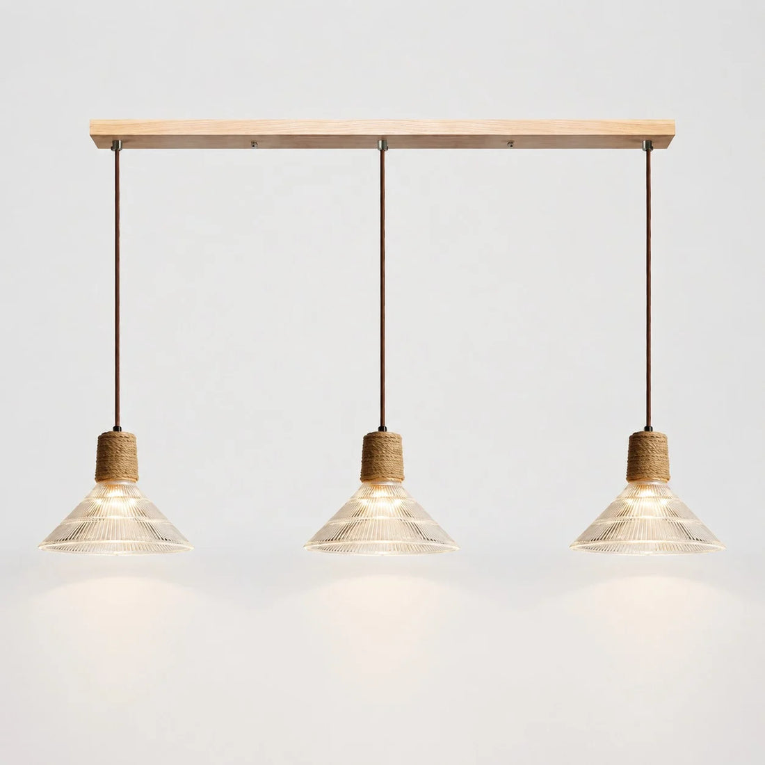 Rustic Woven Rope Glass Pendant Light Collection